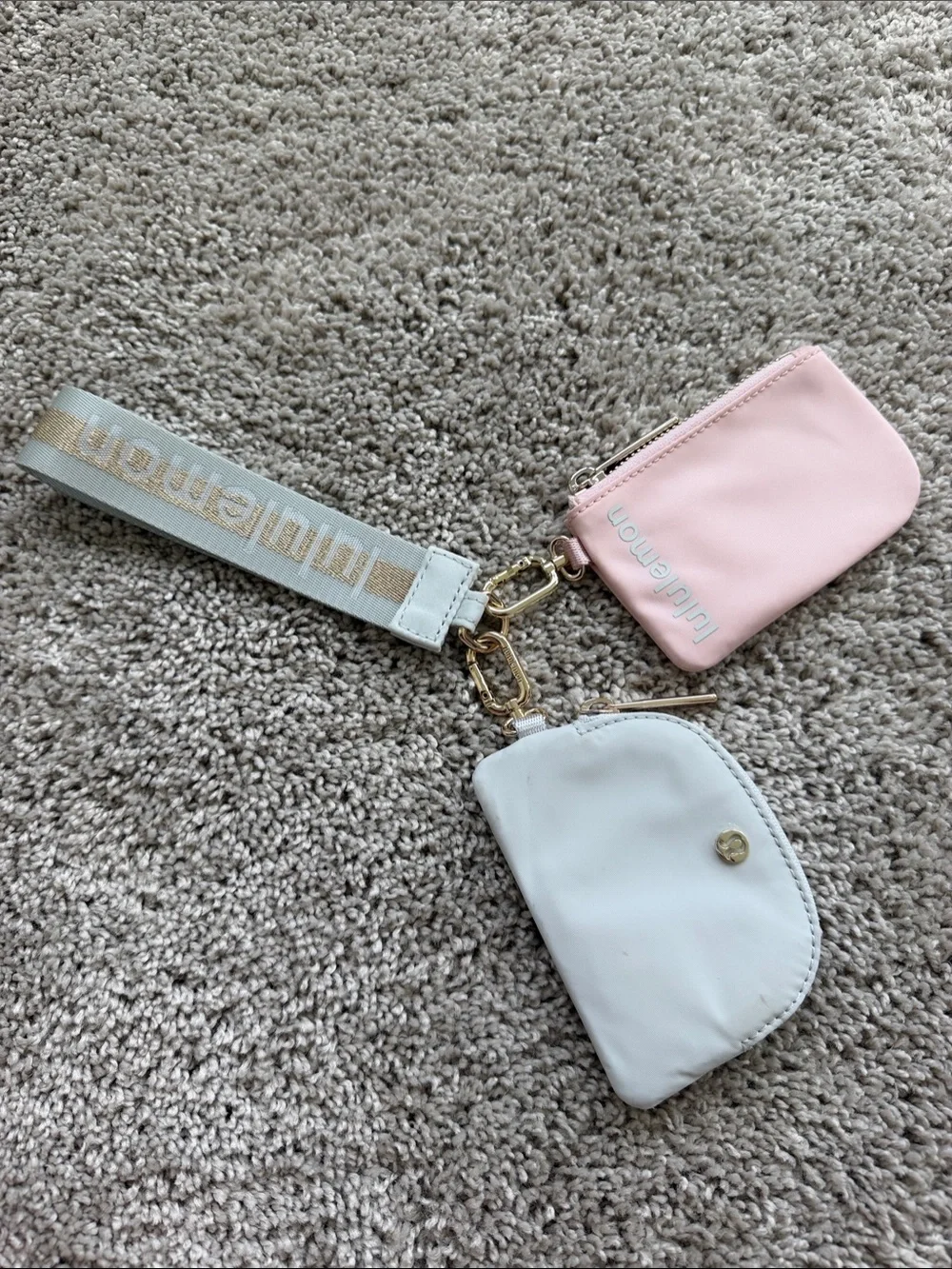 ✨Lululemon Pink Zip Pouch with Card Holder and Branded Strap